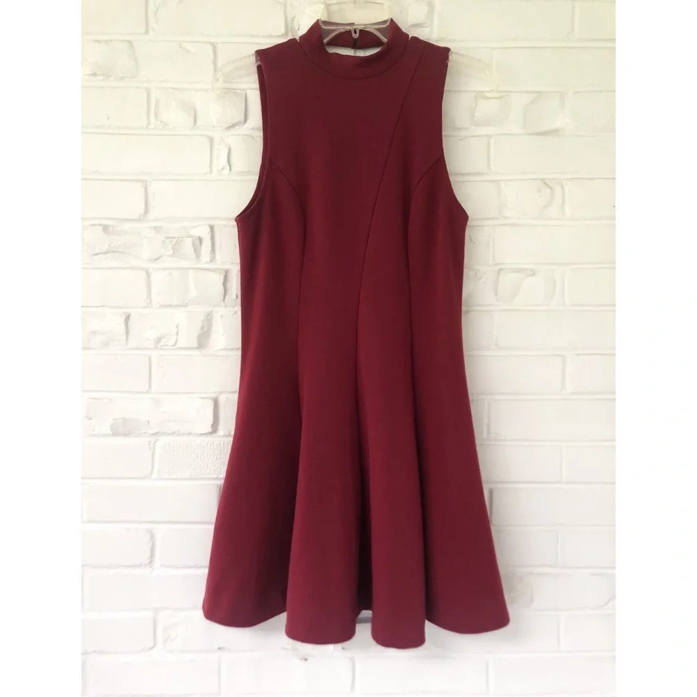 🍁Free People Fit-and-Flare Sleeveless Red Dress S